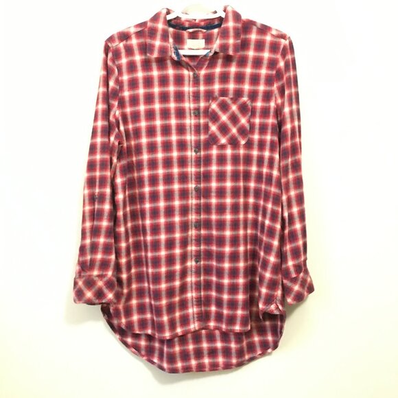Boston Traders Long Cotton Plaid Button Down Shirt - Picture 3 of 16